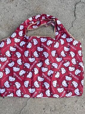 HUGE Reusable shopping bag folds small Hello Kitty eco recycled grocery baggu